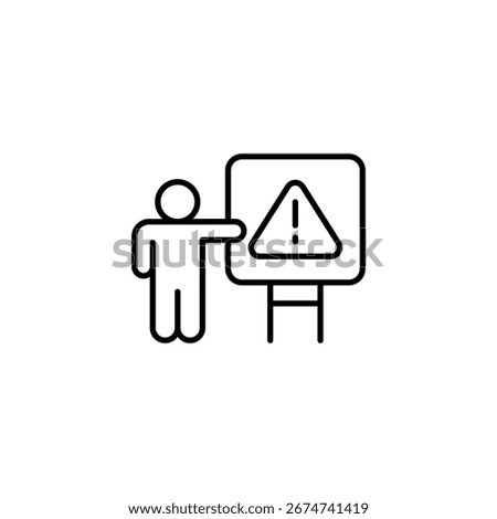Person Pointing At Exclamation Sign Symbolizing Caution And Hazardous Conditions Ahead