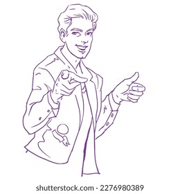 Person pointing finger vector for card, illustration, decoration