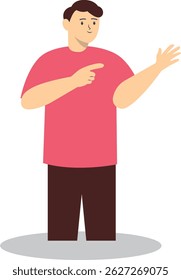 Ilustração de apontamento de pessoa isolada no plano de fundo branco. Caractere de vetor plano