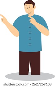 Ilustração de apontamento de pessoa isolada no plano de fundo branco. Caractere de vetor plano