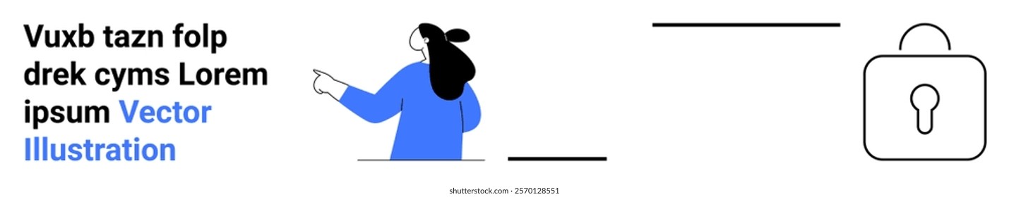 A person pointing towards a lock symbol Ideal for themes about business security, privacy, data protection, user interface, and cybersecurity Banner for landing page