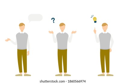 Person pose set Speaking , questioning , solving