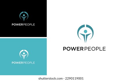 person power figure logo with both hands to the side or freedom vector