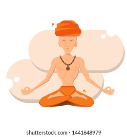 A person practices yoga, meditation in the lotus position.