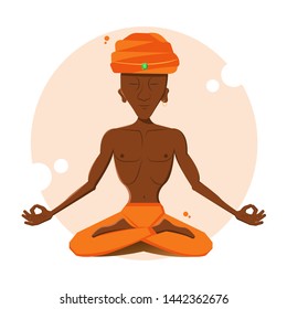 A person practices yoga, meditation in the lotus position.