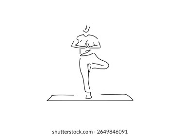 person practicing yoga, holding a balanced pose with focus and calmness.