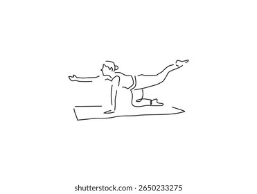 person practicing yoga, holding a balanced pose with focus and calmness.