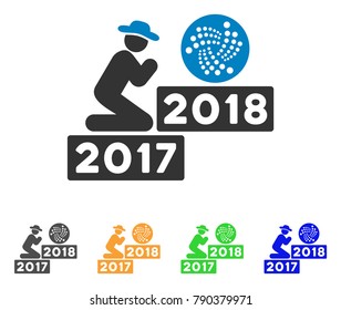 Person Pray Iota 2018 icon. Vector illustration style is a flat iconic person pray iota 2018 symbol with grey, yellow, green, blue color versions. Designed for web and software interfaces.