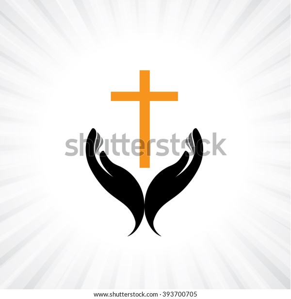 Person Praying Cross Hand Concept Devout Stock Vector (Royalty Free ...