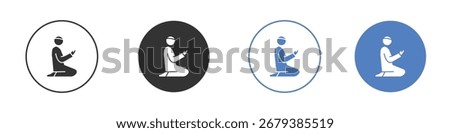 Person Praying icon collection for app in black and blue colors