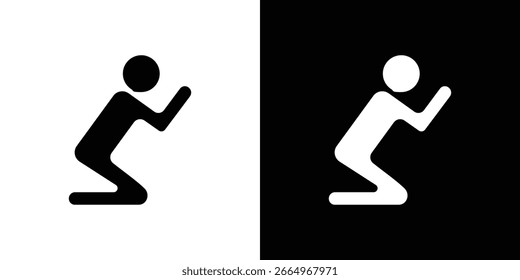 Person Praying icon in flat black solid vector set