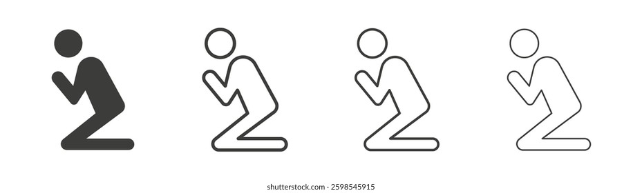 Person Praying line icon vector illustration set.