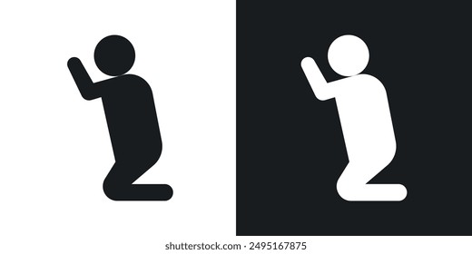 Person Praying vector icon set in solid style.