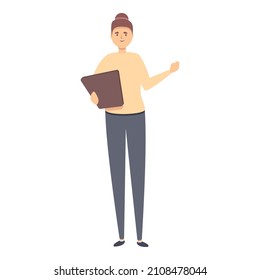 Person presenter icon cartoon vector. Business character. Social speak