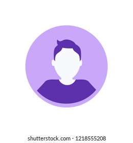 Person private userpic, web profile of business character in minimalist design in flat style. Male user round icon vector isolated. Man anonymous avatar
