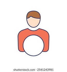 Person profile avatar icon. Simple user profile icon; represents identity,  account, or individual.