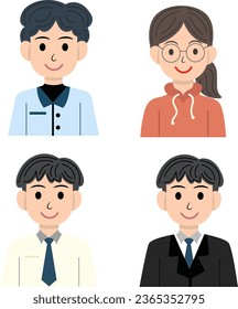 Person Profile Avatar Vector Illustration, Bundle of Different People Portrait , Profession of Person, Set of User Portrait Collection