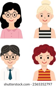 Person Profile Avatar Vector Illustration, Bundle of Different People Portrait , Profession of Person, Set of User Portrait Collection