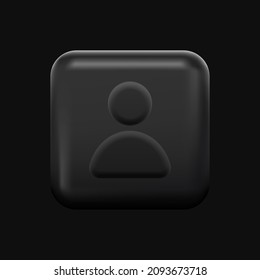 Person Profile Icon. Dark 3D Square Button. Vector illustration