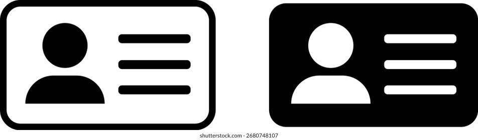 person profile  id cardicon set of black and white 
