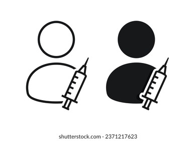 Person profile with injection. Illustration vector