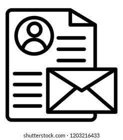 Person profile with message envelope symbolizing resume 