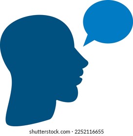 Person profile with speech bubble. Thought. Talk and express yourself. Conversation.