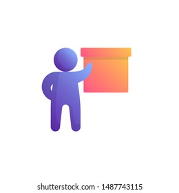Person and projection screen flat icon, Business presentation vector sign, Man and whiteboard colorful pictogram isolated on white. Symbol, logo illustration. Flat style design