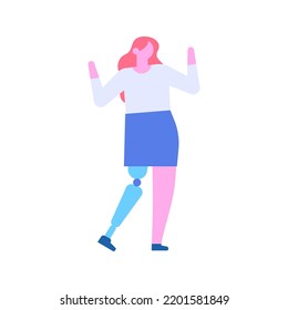 Person with prosthesis flat vector illustration