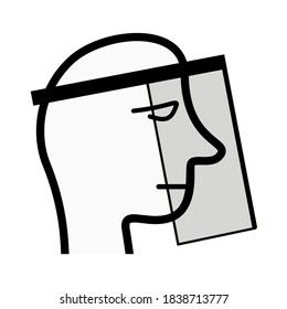 Person with a Protective Face Shield Icon. Vector Image.