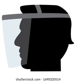 Persona con protección de la cara, icono vectorial