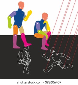 Person - puppet. Simple vector.