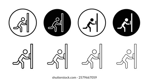 Person push the door icon Outline thin set pack series
