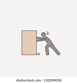 person pushes box hard 2 colored line icon. Simple colored element illustration. person pushes box hard outline symbol design from carrying and picking box set on blue background