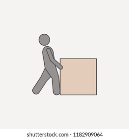 person pushes box hard 2 colored line icon. Simple colored element illustration. person pushes box hard outline symbol design from carrying and picking box set on blue background