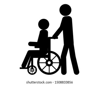 Person pushes wheel chair user