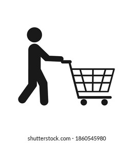 Person Pushing Shopping Cart Icon Vector Stock Vector (Royalty Free ...