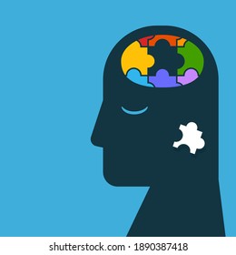 A person with puzzle mind. Isolated Vector illustration