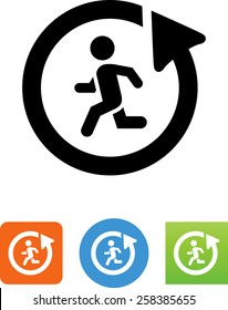 Person racing against the clock icon