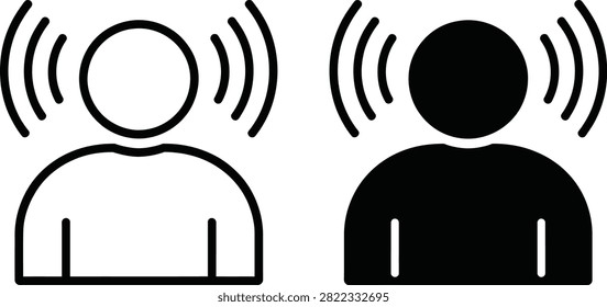 Person with radio waves transmitting vector illustration