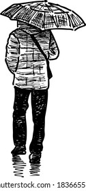 person in the rain