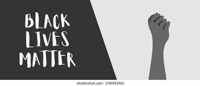 The person raised their hands with the message "Black Lives Matter". Vector illustration
