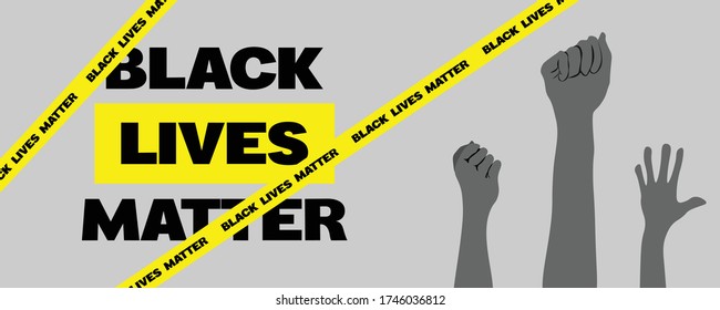 The person raised their hands with the message "Black Lives Matter". Vector illustration