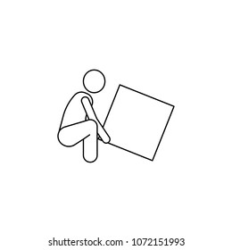 the person raises the box icon. Element of man carries a box illustration. Premium quality graphic design icon. Signs and symbols collection icon for websites on white background