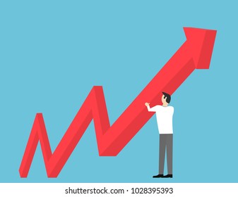 
person raises the graph. flat design
