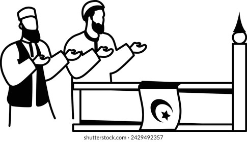 Person Raising Hand for Dua vector design, yaum-e-pakistan Symbol, Islamic republic or resolution day Sign, 23 March national holiday stock illustration, Saying Fatiha at Grave of Allama iqbal concept