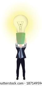 person raising a light bulb on 