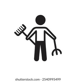 Person With A Rake Icon on white background