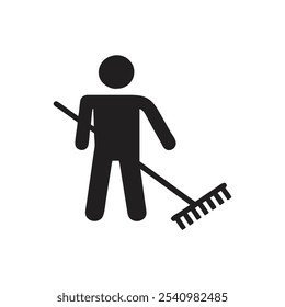 Person raking icon on white background