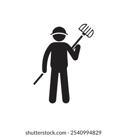 Person raking icon on white background